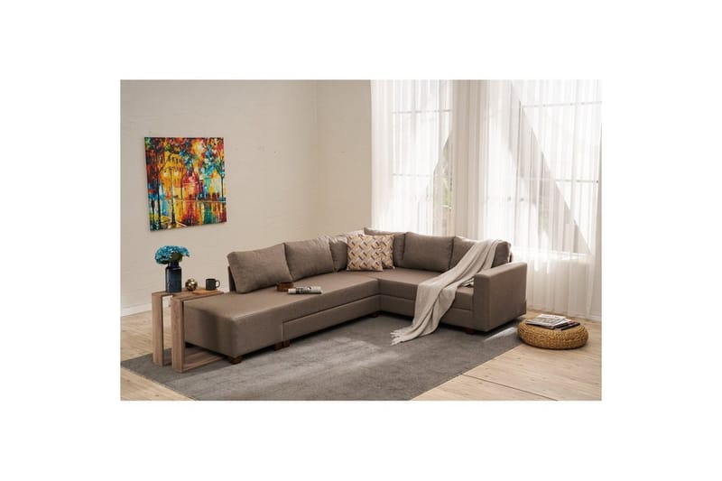 Sufian Hörnbäddsoffa 4-sits - Brun - Möbler - Soffa - Bäddsoffa - Hörnbäddsoffa