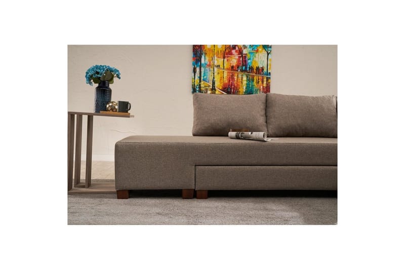 Sufian Hörnbäddsoffa 4-sits - Brun - Möbler - Soffa - Bäddsoffa - Hörnbäddsoffa