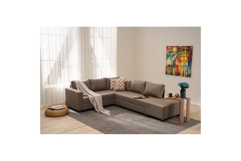 Sufian Hörnbäddsoffa 4-sits - Brun - Möbler - Soffa - Bäddsoffa - Hörnbäddsoffa