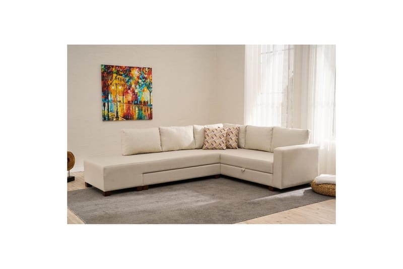 Sufian Hörnbäddsoffa 4-sits - Cremevit - Möbler - Soffa - Bäddsoffa - Hörnbäddsoffa