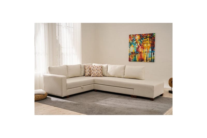 Sufian Hörnbäddsoffa 4-sits - Cremevit - Möbler - Soffa - Bäddsoffa - Hörnbäddsoffa