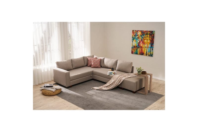 Sufian Soffa med Schäslong 4-sits - Beige - Möbler - Soffa - Bäddsoffa - Hörnbäddsoffa