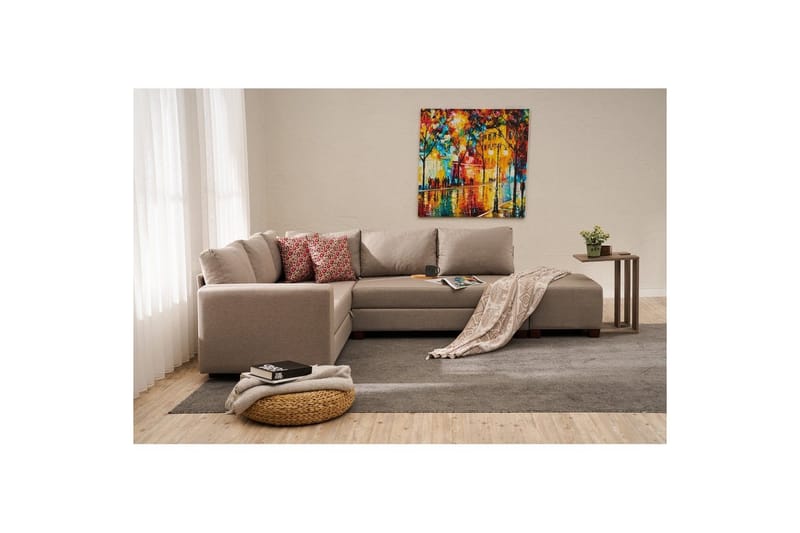 Sufian Soffa med Schäslong 4-sits - Beige - Möbler - Soffa - Bäddsoffa - Hörnbäddsoffa
