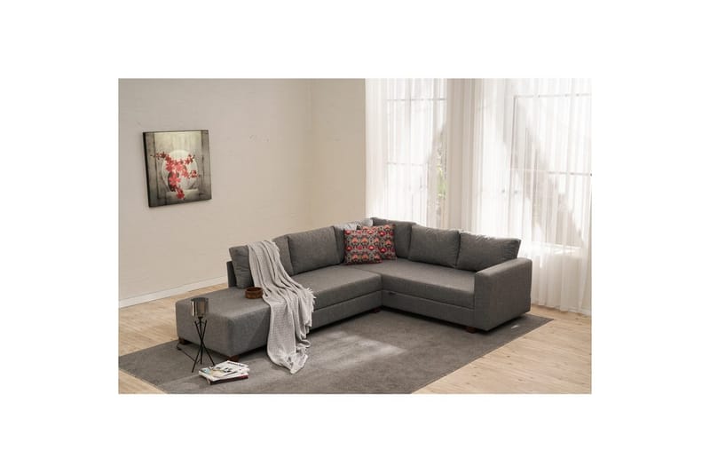 Sufian Soffa med Schäslong 4-sits - Grafitgrå - Möbler - Soffa - Bäddsoffa - Hörnbäddsoffa