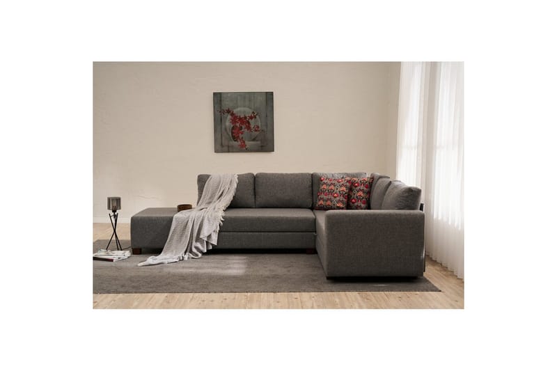 Sufian Soffa med Schäslong 4-sits - Grafitgrå - Möbler - Soffa - Bäddsoffa - Hörnbäddsoffa
