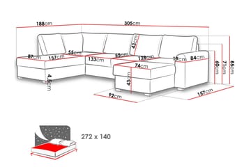 Taberk Bäddsoffa m. Divan och Schäslong - Möbler - Soffa - Bäddsoffa - Bäddsoffa divan