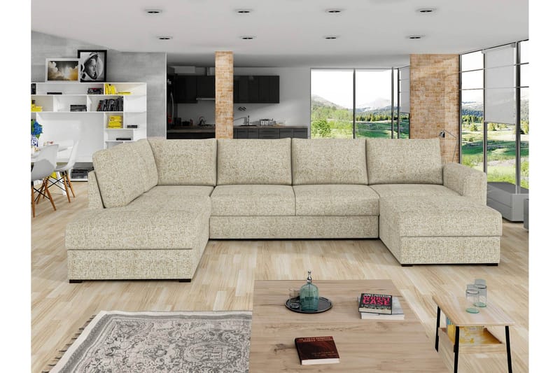 Taberk Bäddsoffa med Divan och Schäslong 4-sits - Beige - Möbler - Soffa - Bäddsoffa - Bäddsoffa divan