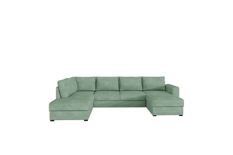 Taberk Bäddsoffa med Divan och Schäslong 4-sits i Bouclé, Grön