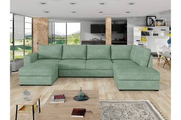 Taberk Bäddsoffa med Divan och Schäslong 4-sits i Bouclé - Grön - Möbler - Soffa - Bäddsoffa - Bäddsoffa divan