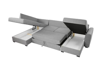 Taberk Bäddsoffa med Divan och Schäslong 4-sits i Bouclé - Grön - Möbler - Soffa - Bäddsoffa - Bäddsoffa divan