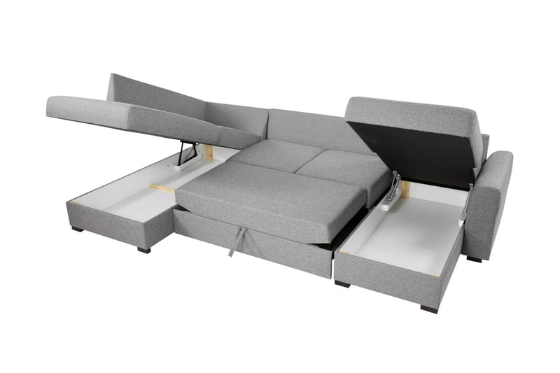 Taberk Bäddsoffa med Divan och Schäslong 4-sits i Bouclé - Grön - Möbler - Soffa - Bäddsoffa - Bäddsoffa divan