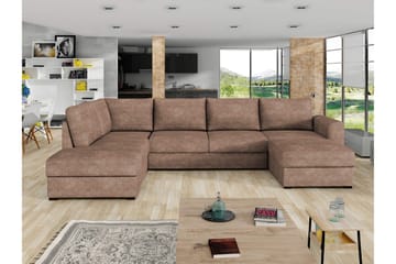 Taberk Bäddsoffa med Divan och Schäslong 4-sits i Bouclé - Rosa - Möbler - Soffa - Bäddsoffa - Bäddsoffa divan