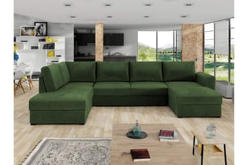 Taberk Bäddsoffa med Divan och Schäslong 4-sits i Chenille - Grön - Möbler - Soffa - Bäddsoffa - Bäddsoffa divan