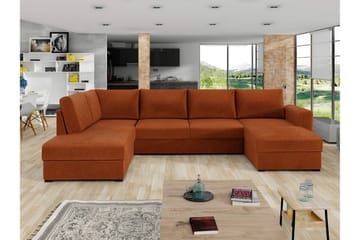 Taberk Bäddsoffa med Divan och Schäslong 4-sits i Chenille - Orange - Möbler - Soffa - Bäddsoffa - Bäddsoffa divan