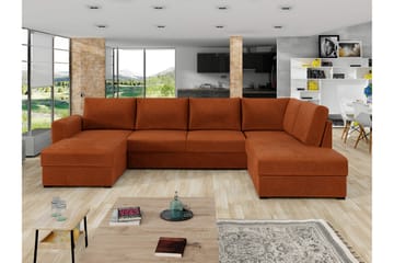 Taberk Bäddsoffa med Divan och Schäslong 4-sits i Chenille - Orange - Möbler - Soffa - Bäddsoffa - Bäddsoffa divan