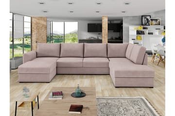 Taberk Bäddsoffa med Divan och Schäslong 4-sits - Rosa - Möbler - Soffa - Bäddsoffa - Bäddsoffa divan