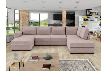 Taberk Bäddsoffa med Divan och Schäslong 4-sits - Rosa - Möbler - Soffa - Bäddsoffa - Bäddsoffa divan