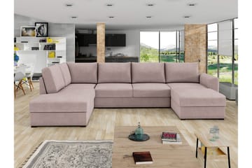 Taberk Bäddsoffa med Divan och Schäslong 4-sits - Rosa - Möbler - Soffa - Bäddsoffa - Bäddsoffa divan