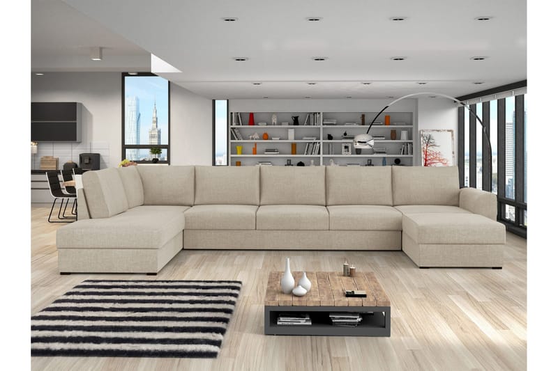 Taberk Bäddsoffa med Divan och Schäslong 5-sits - Beige - Möbler - Soffa - Bäddsoffa - Bäddsoffa divan