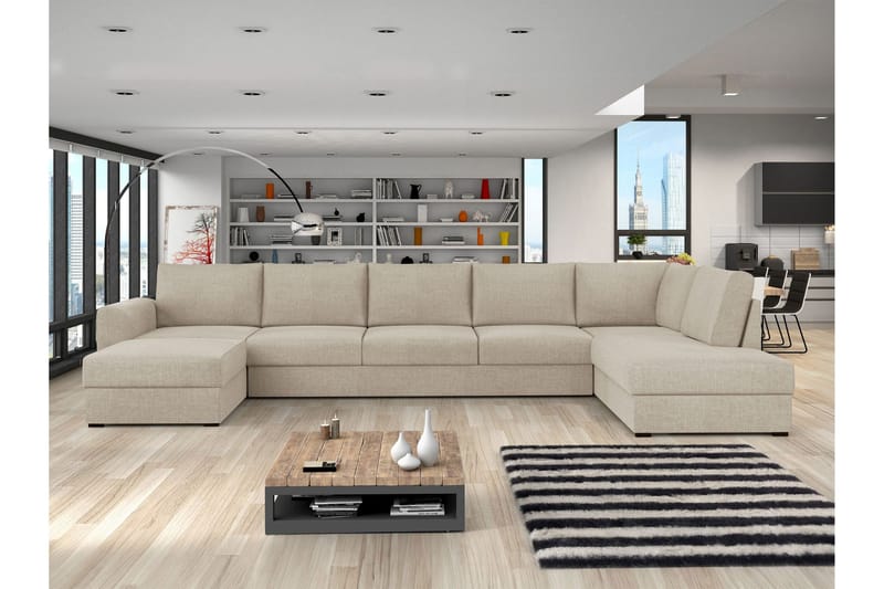 Taberk Bäddsoffa med Divan och Schäslong 5-sits - Beige - Möbler - Soffa - Bäddsoffa - Bäddsoffa divan