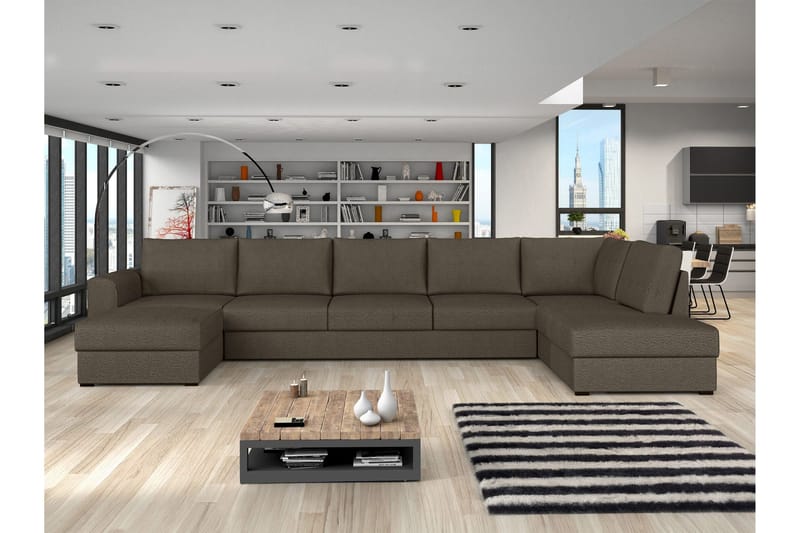 Taberk Bäddsoffa med Divan och Schäslong 5-sits - Brun - Möbler - Soffa - Bäddsoffa - Bäddsoffa divan