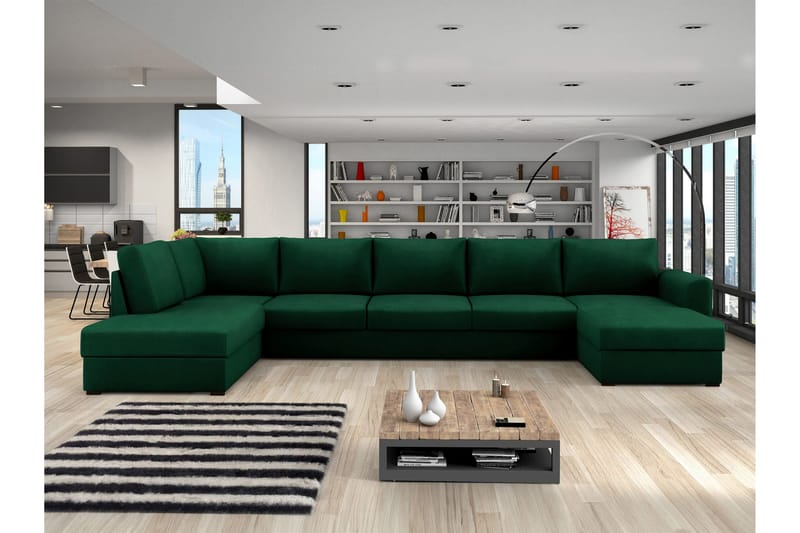 Taberk Bäddsoffa med Divan och Schäslong 5-sits - Grön - Möbler - Soffa - Bäddsoffa - Bäddsoffa divan