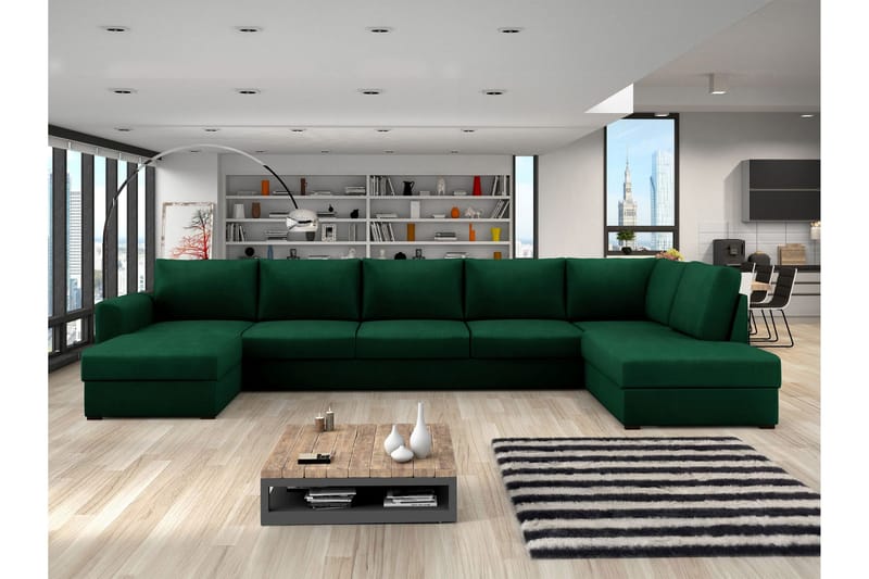 Taberk Bäddsoffa med Divan och Schäslong 5-sits - Grön - Möbler - Soffa - Bäddsoffa - Bäddsoffa divan