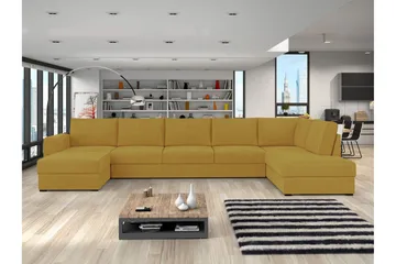 Taberk Bäddsoffa med Divan och Schäslong 5-sits - Gul - Möbler - Soffa - Bäddsoffa - Bäddsoffa divan