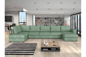 Taberk Bäddsoffa med Divan och Schäslong 5-sits i Bouclé - Grön - Möbler - Soffa - Bäddsoffa - Bäddsoffa divan