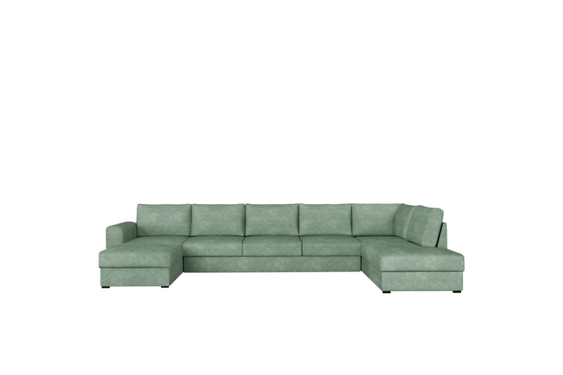 Taberk Bäddsoffa med Divan och Schäslong 5-sits i Bouclé - Grön - Möbler - Soffa - Bäddsoffa - Bäddsoffa divan