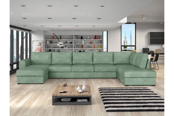 Taberk Bäddsoffa med Divan och Schäslong 5-sits i Bouclé - Grön - Möbler - Soffa - Bäddsoffa - Bäddsoffa divan