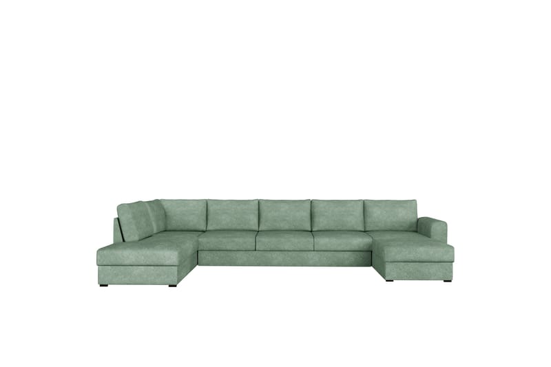 Taberk Bäddsoffa med Divan och Schäslong 5-sits i Bouclé - Grön - Möbler - Soffa - Bäddsoffa - Bäddsoffa divan