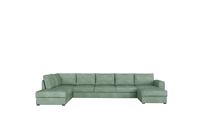 Taberk Bäddsoffa med Divan och Schäslong 5-sits i Bouclé - Grön - Möbler - Soffa - Bäddsoffa - Bäddsoffa divan