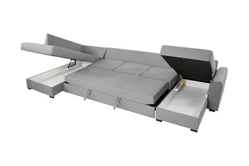 Taberk Bäddsoffa med Divan och Schäslong 5-sits i Chenille - Blå - Möbler - Soffa - Bäddsoffa - Bäddsoffa divan