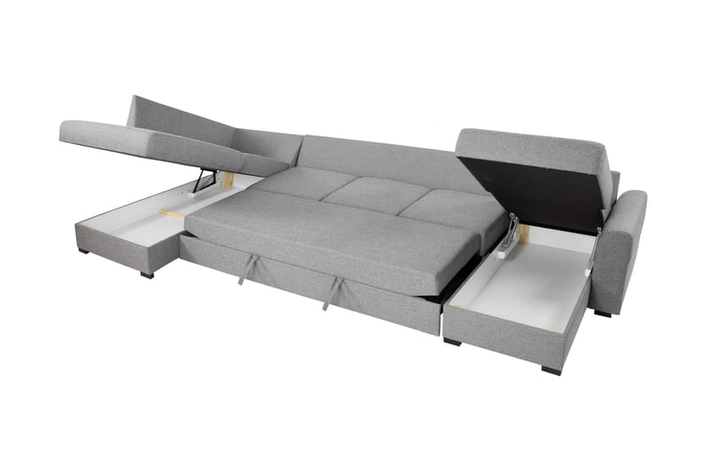 Taberk Bäddsoffa med Divan och Schäslong 5-sits i Chenille - Blå - Möbler - Soffa - Bäddsoffa - Bäddsoffa divan