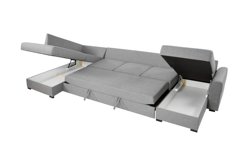Taberk Bäddsoffa med Divan och Schäslong 5-sits i Chenille - Blå - Möbler - Soffa - Bäddsoffa - Bäddsoffa divan