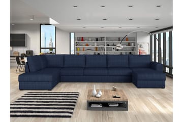 Taberk Bäddsoffa med Divan och Schäslong 5-sits i Chenille - Blå - Möbler - Soffa - Bäddsoffa - Bäddsoffa divan