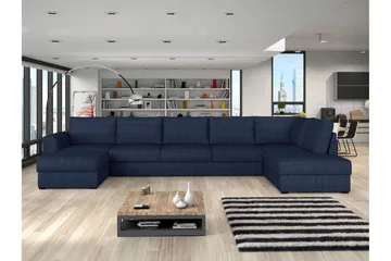 Taberk Bäddsoffa med Divan och Schäslong 5-sits i Chenille - Blå - Möbler - Soffa - Bäddsoffa - Bäddsoffa divan