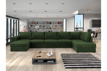 Taberk Bäddsoffa med Divan och Schäslong 5-sits i Chenille - Grön - Möbler - Soffa - Bäddsoffa - Bäddsoffa divan