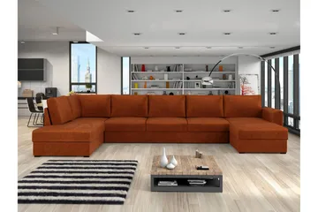 Taberk Bäddsoffa med Divan och Schäslong 5-sits i Chenille - Orange - Möbler - Soffa - Bäddsoffa - Bäddsoffa divan