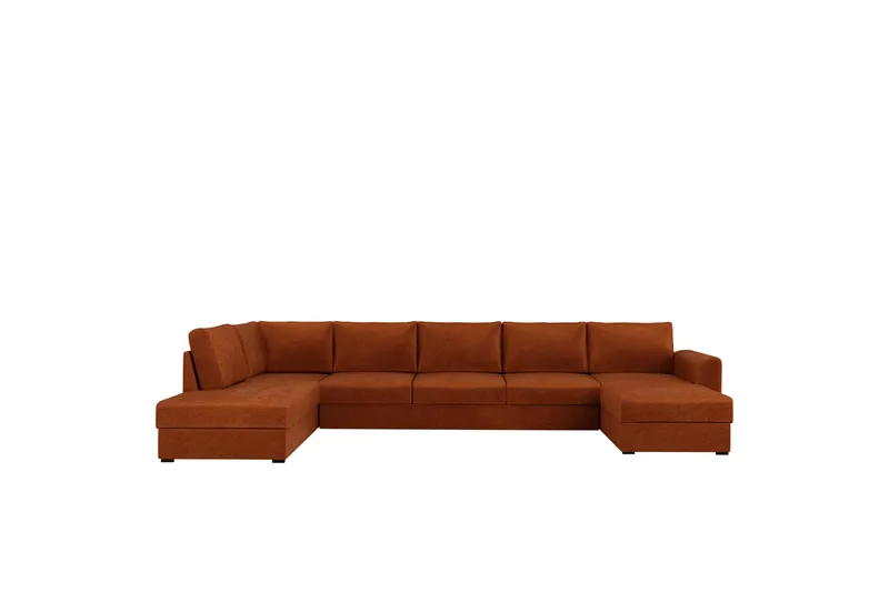 Taberk Bäddsoffa med Divan och Schäslong 5-sits i Chenille, Orange