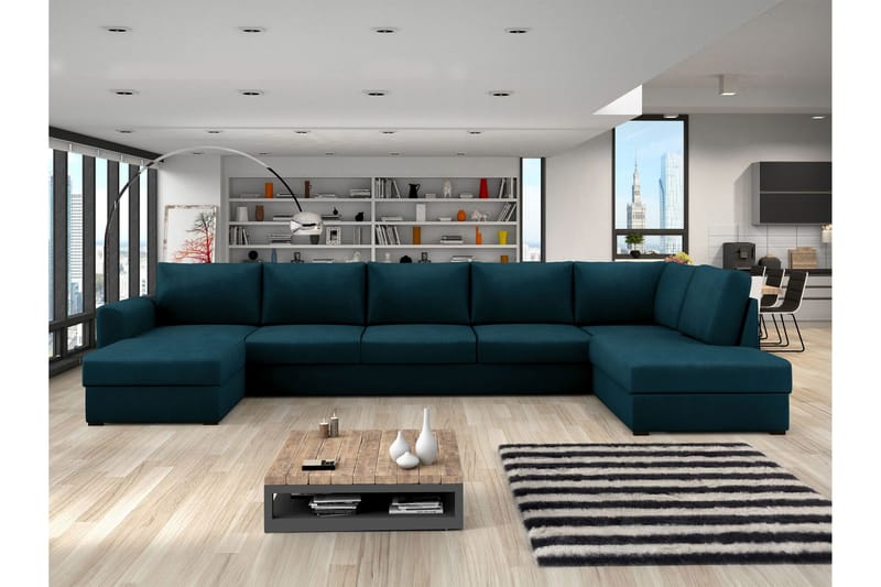 Taberk Bäddsoffa med Divan och Schäslong 5-sits - Marinblå - Möbler - Soffa - Bäddsoffa - Bäddsoffa divan