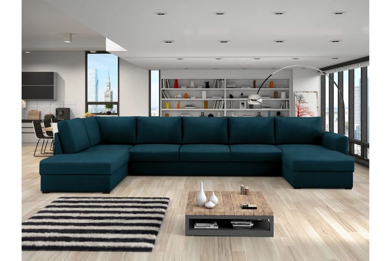 Taberk Bäddsoffa med Divan och Schäslong 5-sits - Marinblå - Möbler - Soffa - Bäddsoffa - Bäddsoffa divan