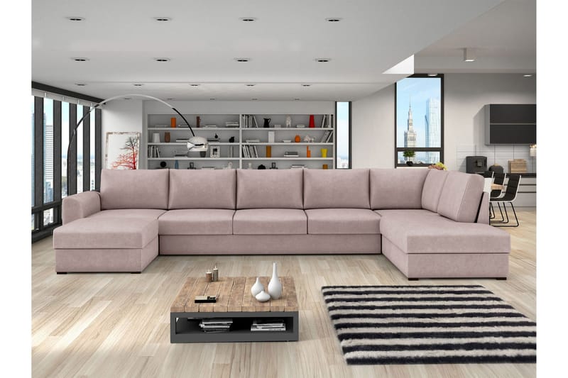 Taberk Bäddsoffa med Divan och Schäslong 5-sits - Rosa - Möbler - Soffa - Bäddsoffa - Bäddsoffa divan