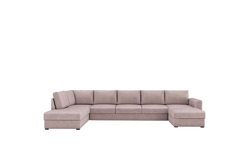 Taberk Bäddsoffa med Divan och Schäslong 5-sits, Rosa