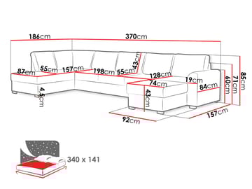 Taberk Large 6-sits U-Soffa med Divan Höger - Möbler - Soffa - Bäddsoffa - Hörnbäddsoffa