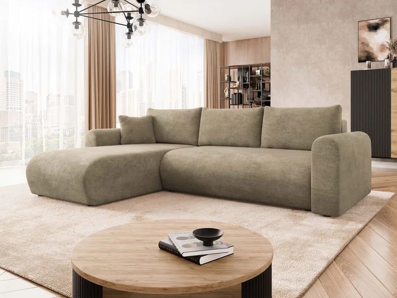 Tacon 3-sits Bäddsoffa med divan - beige - Möbler - Soffa - Bäddsoffa - Hörnbäddsoffa