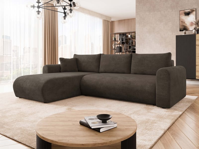 Tacon 3-sits Bäddsoffa med divan - brun - Möbler - Soffa - Bäddsoffa - Hörnbäddsoffa