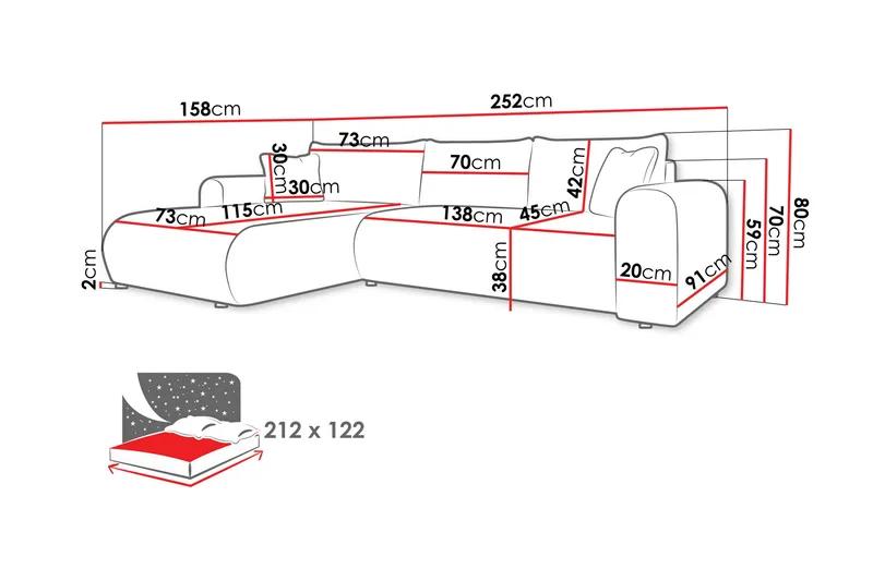 Tacon Bäddsoffa m. Divan 3-sits - Grå/Beige - Möbler - Soffa - Bäddsoffa - Bäddsoffa divan
