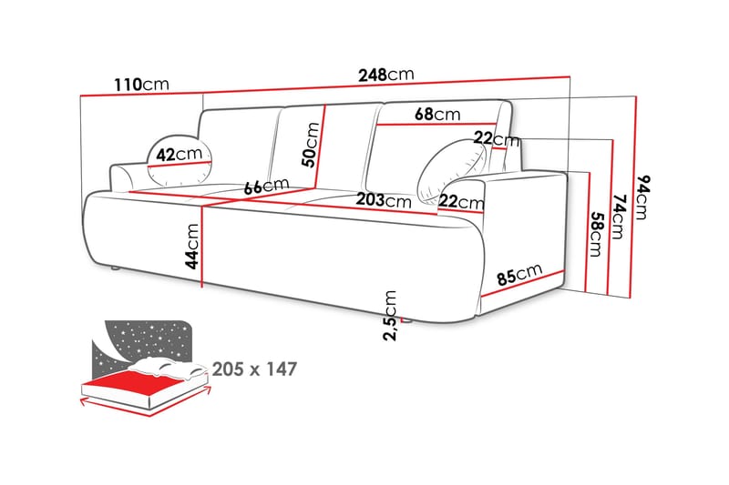Terros Bäddsoffa 3-sits - Vit - Möbler - Soffa - Bäddsoffa - 3 sits bäddsoffa